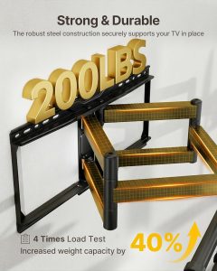 Heavy-Duty Full Motion TV Wall Mount Bracket for 50–100″ TVs up to 200 lbs – 4X Load Tested