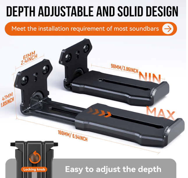 Universal soundbar mounting brackets for a wall-mounted television
