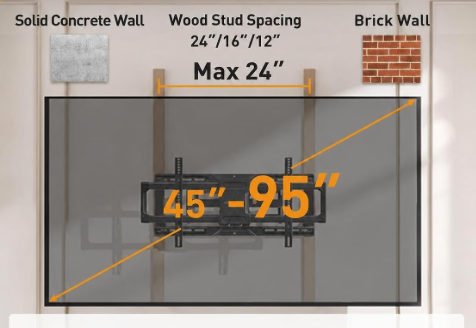 Heavy-duty full-motion TV wall mount for televisions up to 94 inches